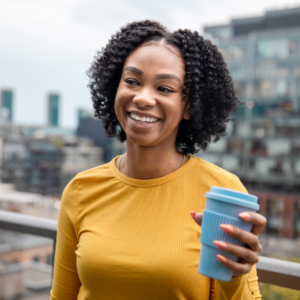 Woman with Reusable Cup